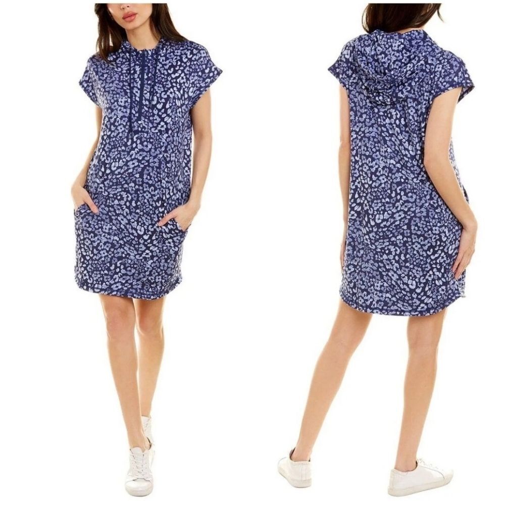 Tommy Bahama Women's Blue Leopard Islandzone Hooded Dress size Xs